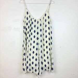 Zara Woman Cream & Blue Pattern Slip Dress